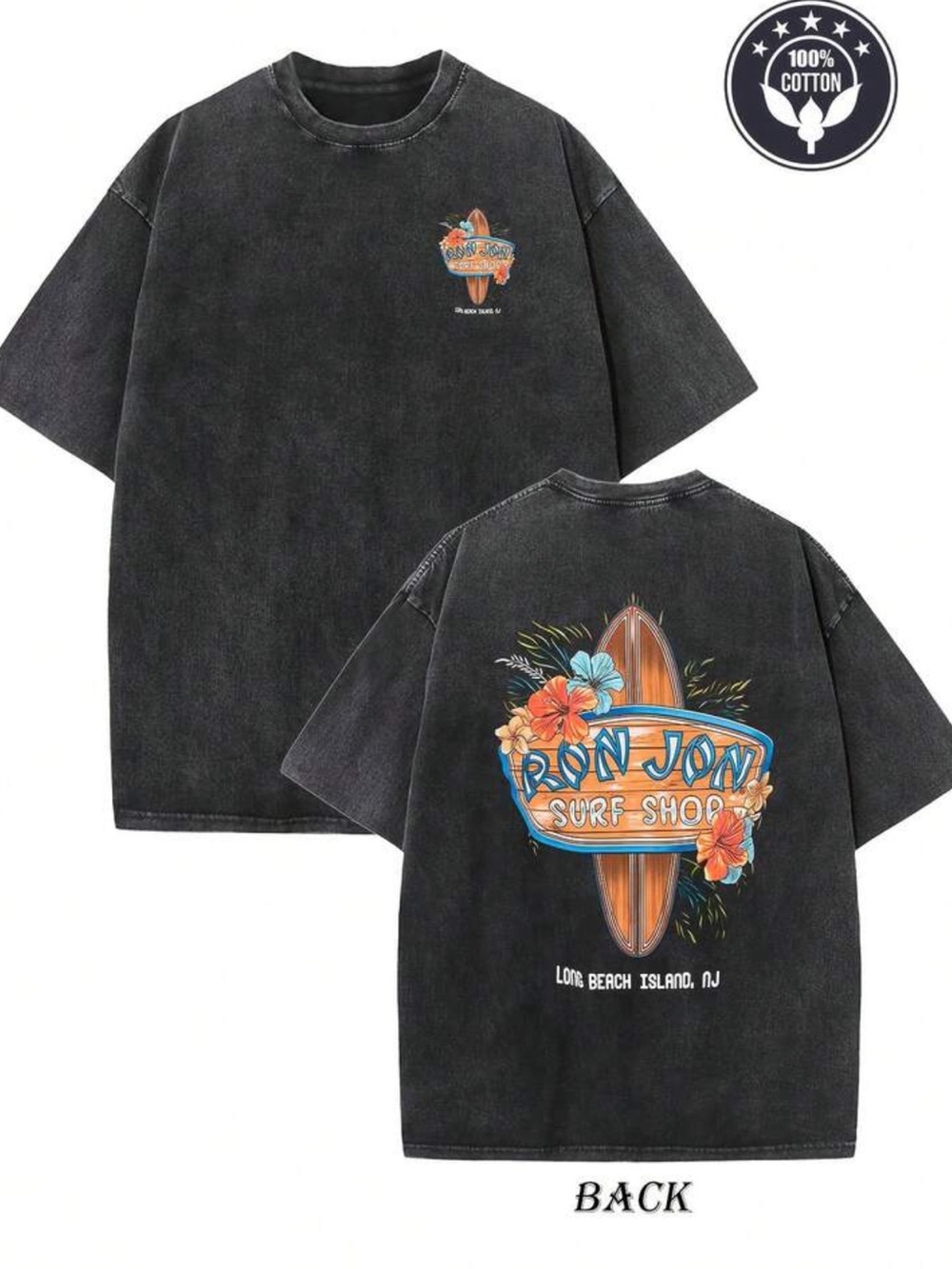 New Ron Jon Surf Shop Large Black Shirt Top Tee Long Beach Island, NJ New Jersey